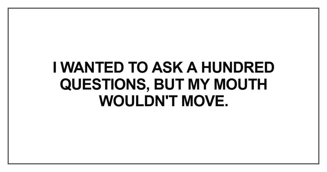 I wanted to ask a hundred questions I wanted to ask a hundred questions