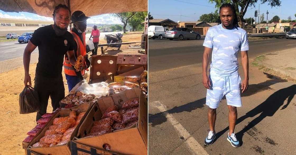 Siphiwe Tshabalala, Supports, Local Street, Vendor, Buys, Amaskopas, Snacks, Football Siphiwe Tshabalala, Supports, Local Street, Vendor, Buys, Amaskopas, Snacks, Football