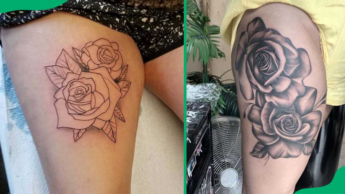 Rose thigh tattoos