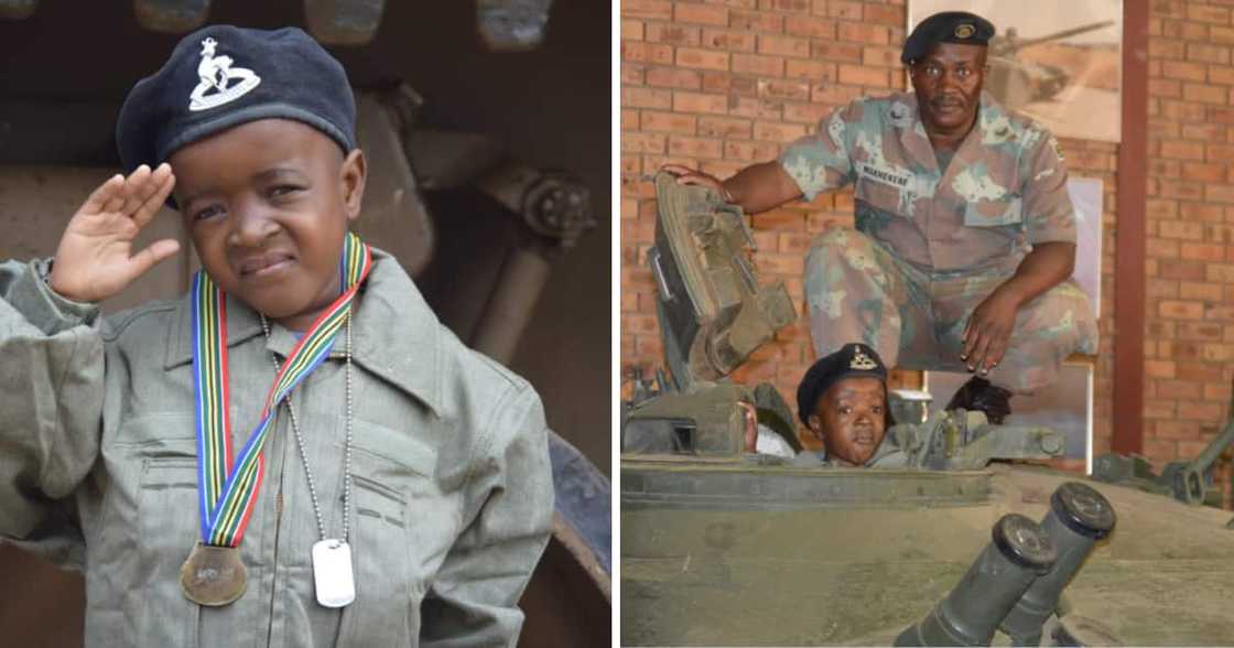 A young child with kidney failure and aspirations to be a soldier got to meet the SA army. A young child with kidney failure and aspirations to be a soldier got to meet the SA army.
