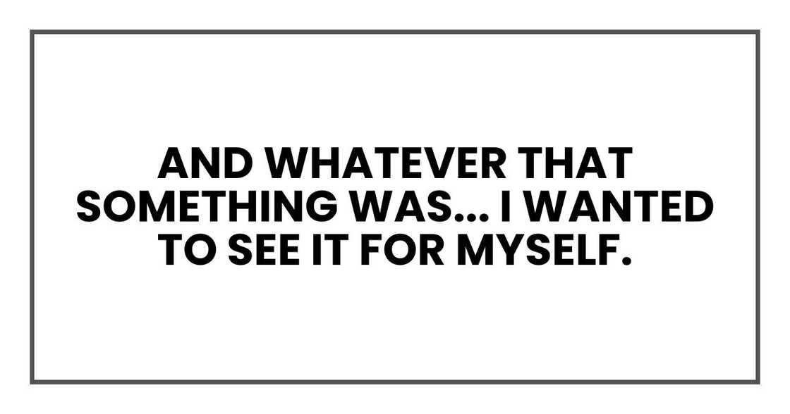 And whatever that something was... I wanted to see it for myself. And whatever that something was... I wanted to see it for myself.