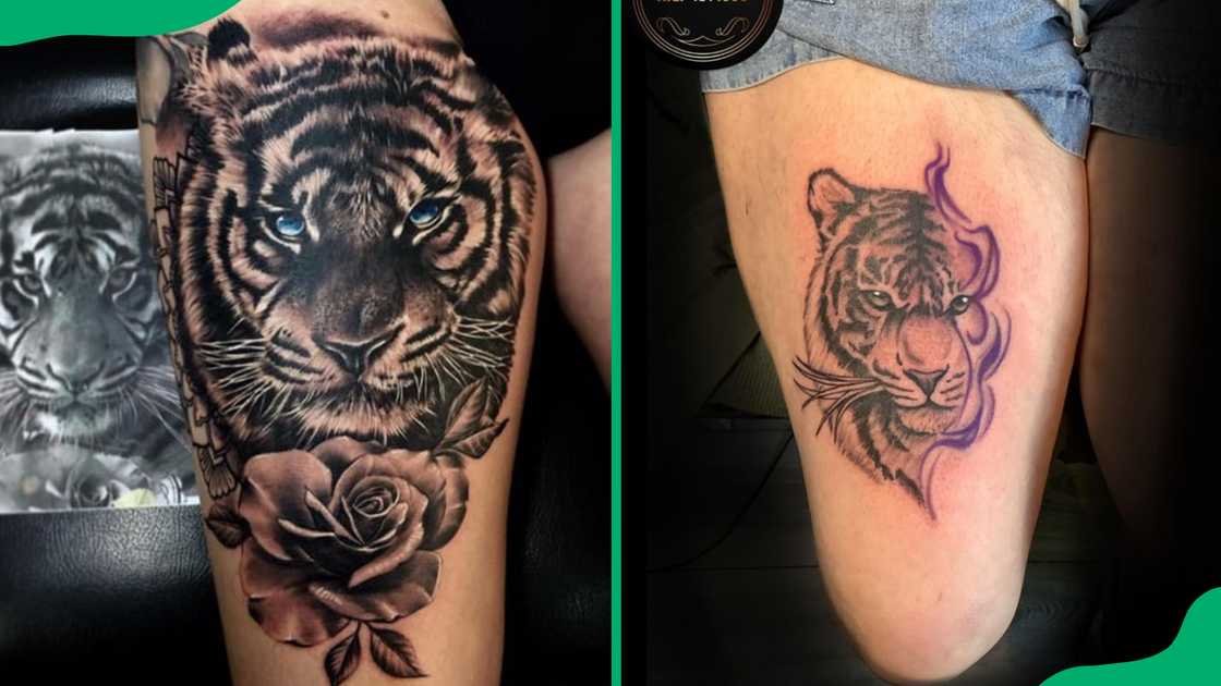 Women's unique thigh tattoos. Women's unique thigh tattoos.