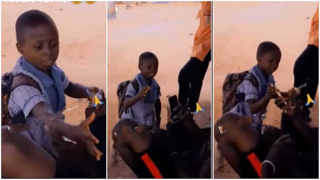 The boy's funny response made many people laugh. The boy's funny response made many people laugh.