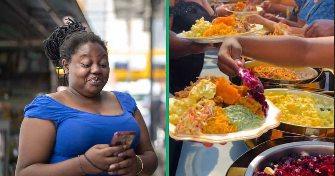 Wedding attendees dish up food