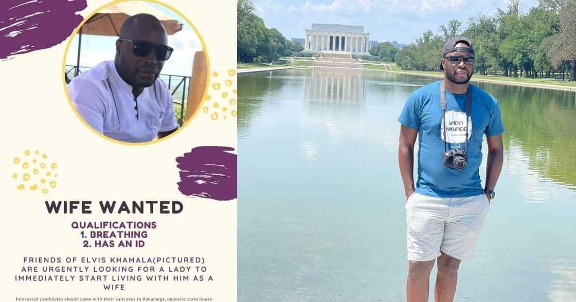 Elvis Khamala’s friends made a poster of him looking for a wife. Photo: Elvis Khamala/Edwin O. Esilaba.