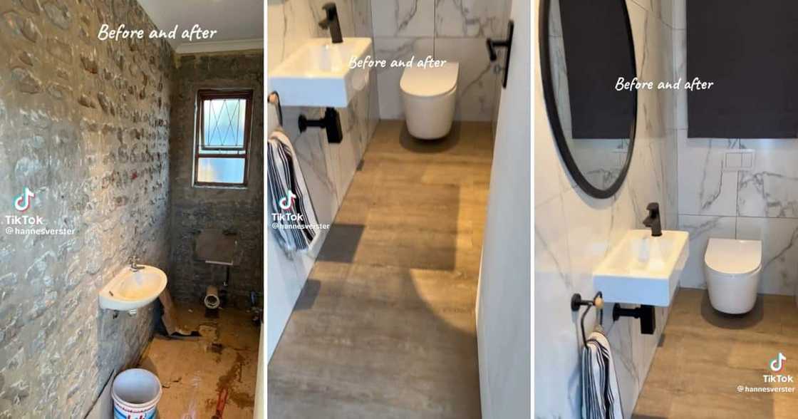 Pretoria man renovated a small powder room Pretoria man renovated a small powder room