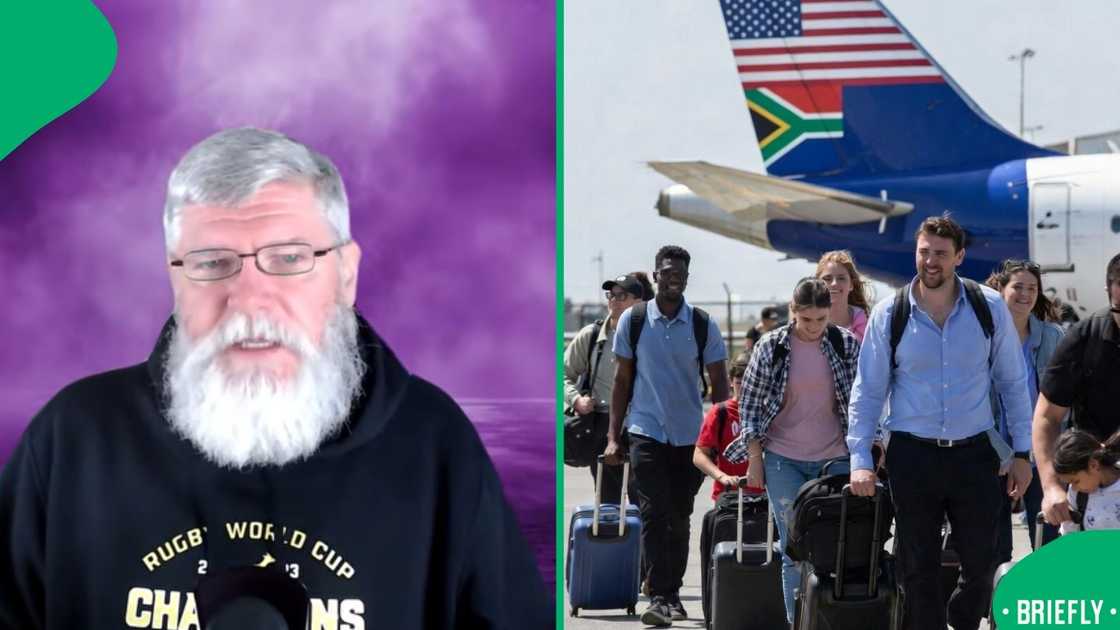 The visual on the right showed people arriving at the USA airport The visual on the right showed people arriving at the USA airport