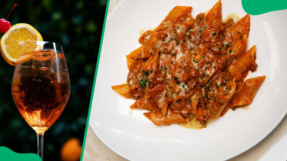 Villa 47's cocktail and pasta (L-R) Villa 47's cocktail and pasta (L-R)