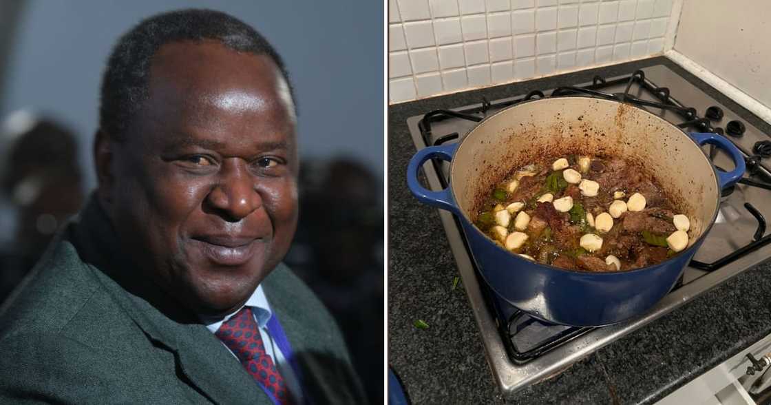 Tito Mboweni shared his concerned about food corporations wanting to monetise his cooking. Tito Mboweni shared his concerned about food corporations wanting to monetise his cooking.