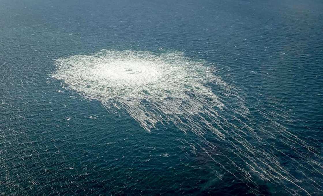 Gas from the undersea gas pipeline leaks is bubbling to the surface of the Baltic Sea Gas from the undersea gas pipeline leaks is bubbling to the surface of the Baltic Sea