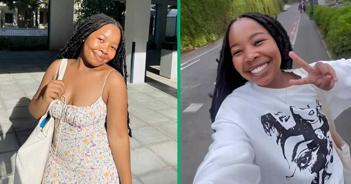 A young lady showcased her first day at UCT campus in a TikTok video. A young lady showcased her first day at UCT campus in a TikTok video.
