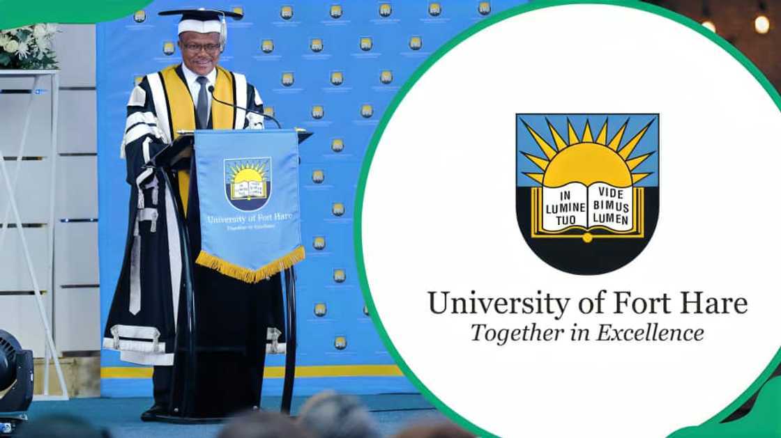 The University of Fort Hare professor and official logo The University of Fort Hare professor and official logo