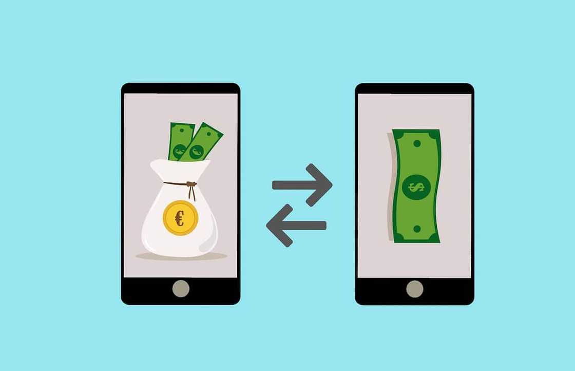 An illustration of electronic money transfer An illustration of electronic money transfer