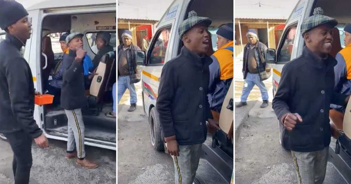 Man singing outside a taxi Man singing outside a taxi