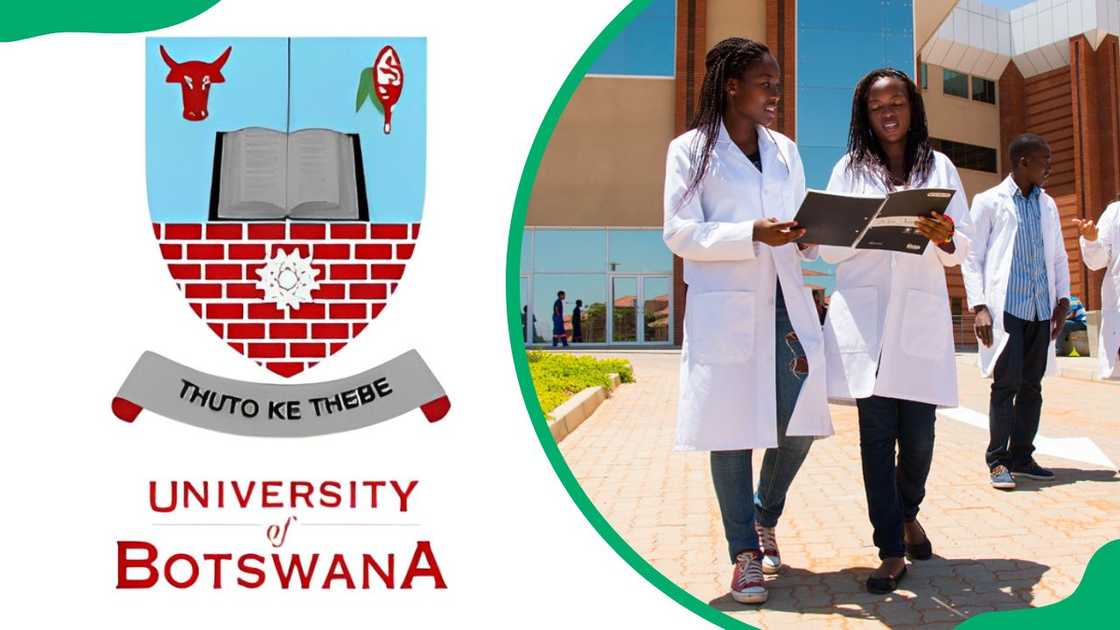 University of Botswana logo (L) and pharmacy students (R) University of Botswana logo (L) and pharmacy students (R)