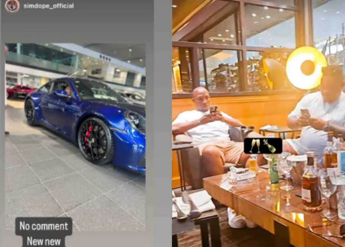 Sim Dope and his friend Phillip Maseko at Porsche. Sim Dope and his friend Phillip Maseko at Porsche.