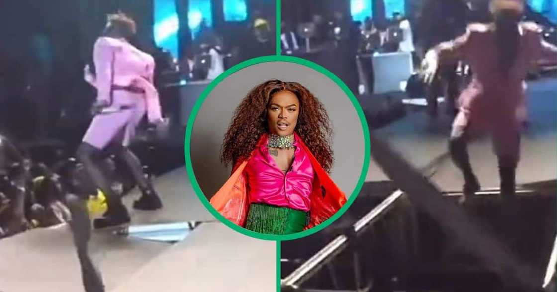 Somizi Mhlongo's lookalike Kabako fell offstage and trended on social media Somizi Mhlongo's lookalike Kabako fell offstage and trended on social media