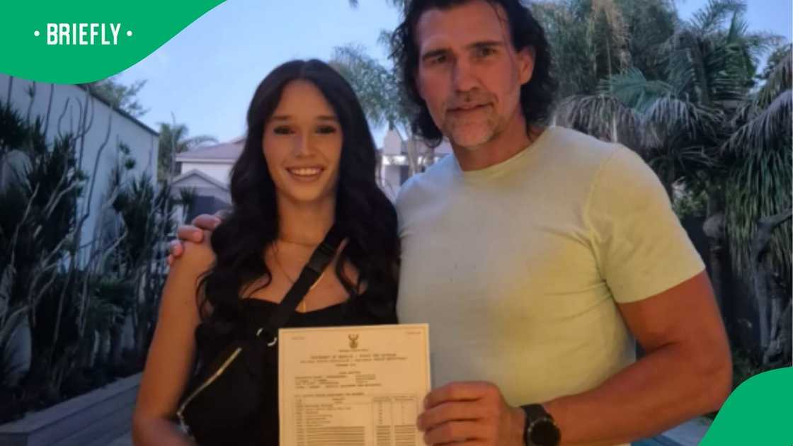 Springbok legend Victor Matfield with his daughter, Jamie, after passing her matric exams.