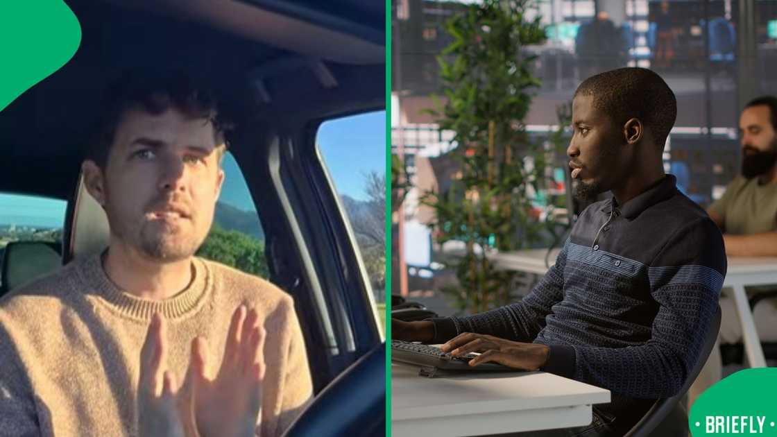 The image on the right captured an IT worker The image on the right captured an IT worker