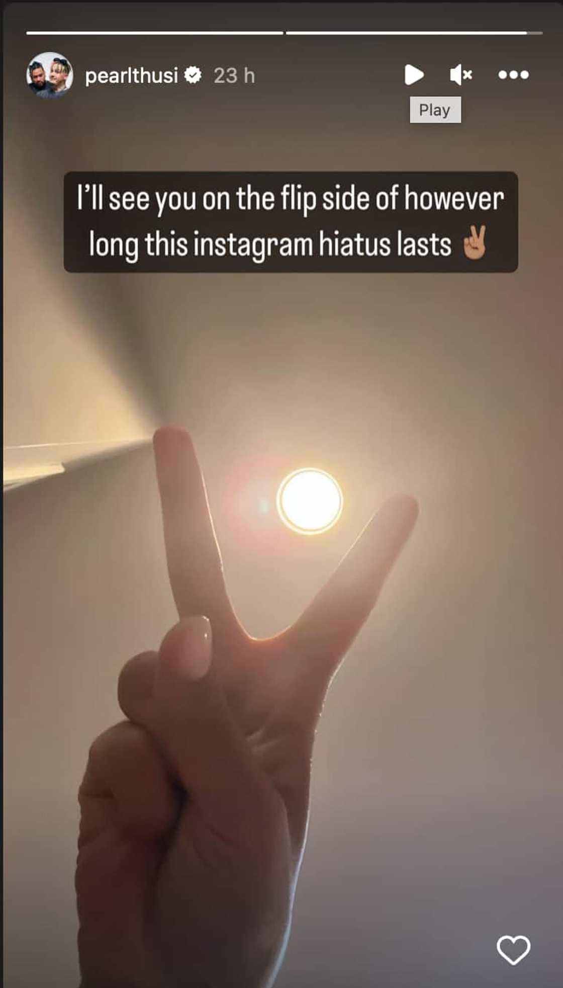 Pearl Thsui announces Instagram hiatus. Pearl Thsui announces Instagram hiatus.