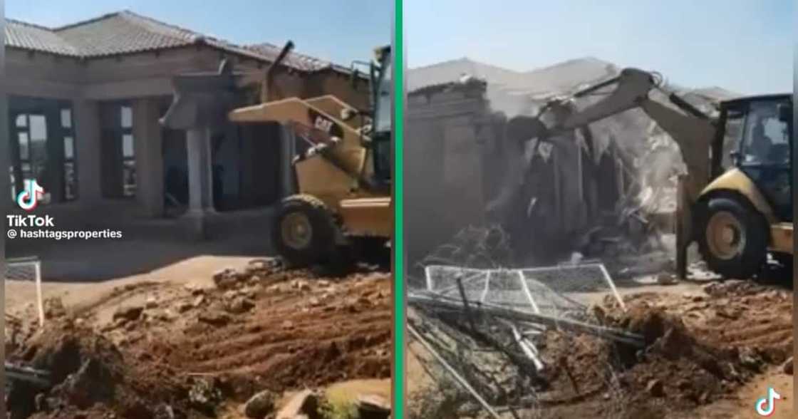 Video of a newly built house being demolished Video of a newly built house being demolished