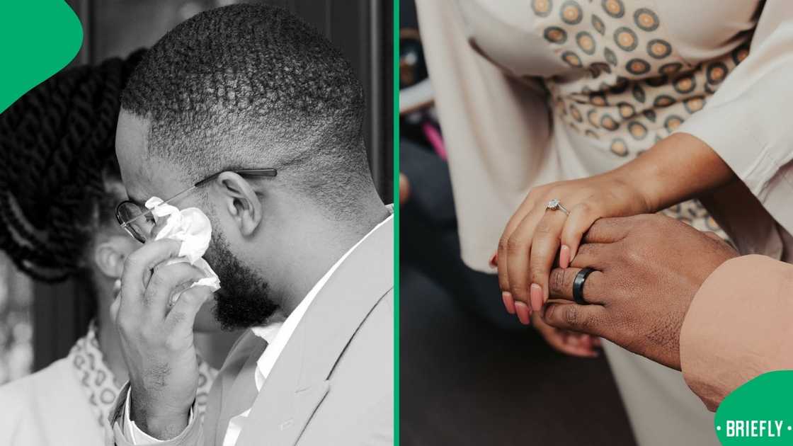 Candice Modiselle and her husband show off their wedding bands.