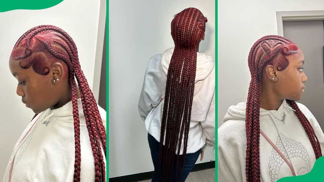 Stitched braids to the back Stitched braids to the back