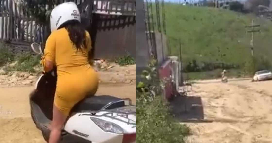 Eish: Clip Shows Lady Flying From a Scooter Shortly After Getting On Eish: Clip Shows Lady Flying From a Scooter Shortly After Getting On