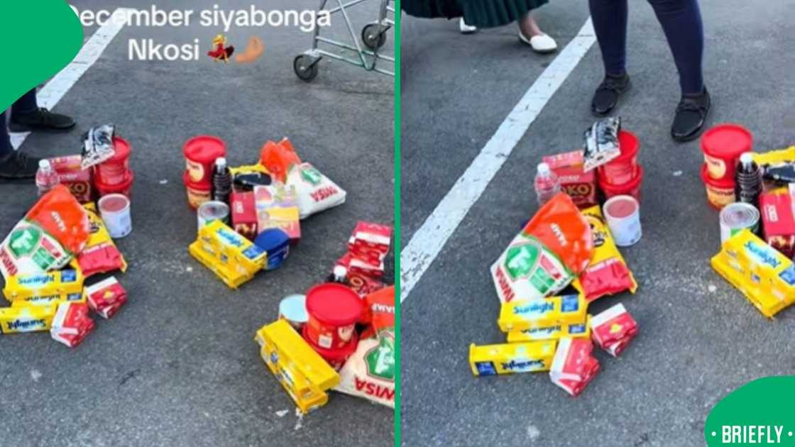 A screenshot captured the neatly arranged groceries that sparked immediate debate