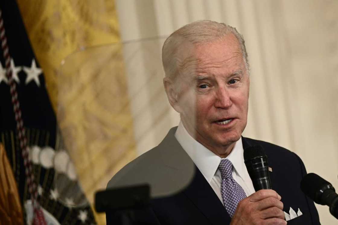 US President Joe Biden speaks during a reception at the White House US President Joe Biden speaks during a reception at the White House