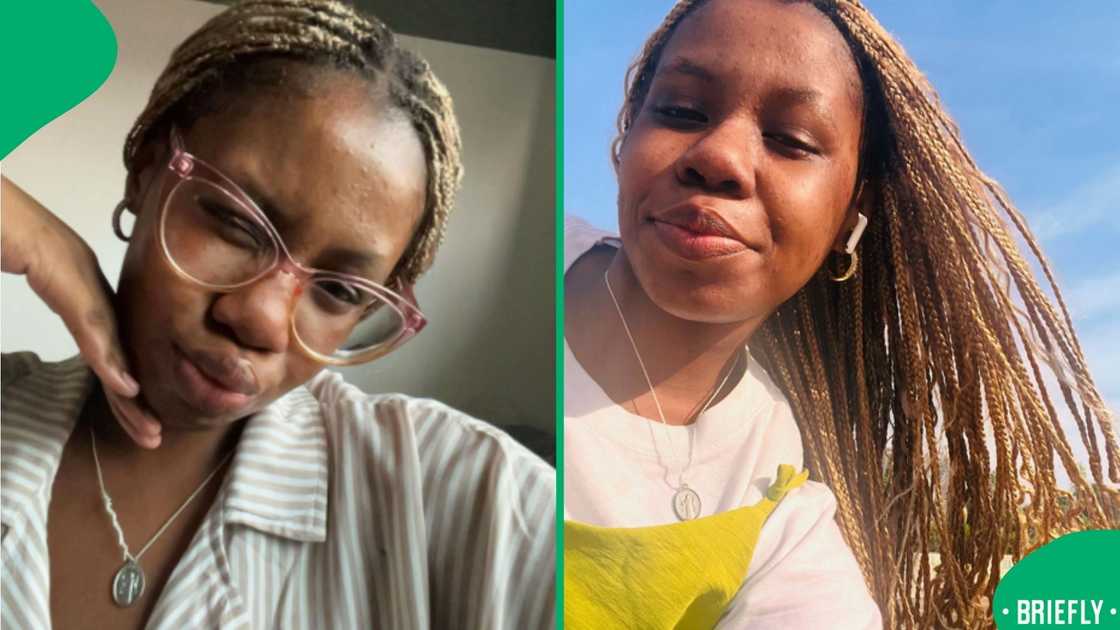 The image on the right showed Nicole Basadi with her brown braids