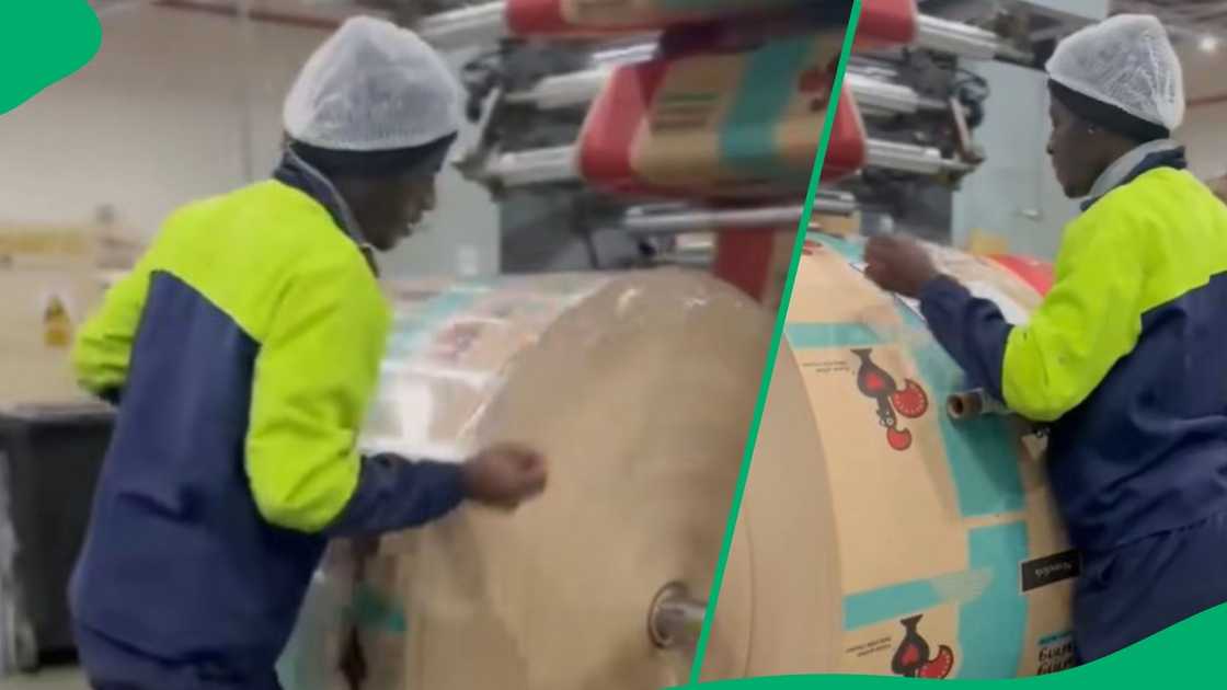 Man wrapping Nando's packaging in a TikTok video