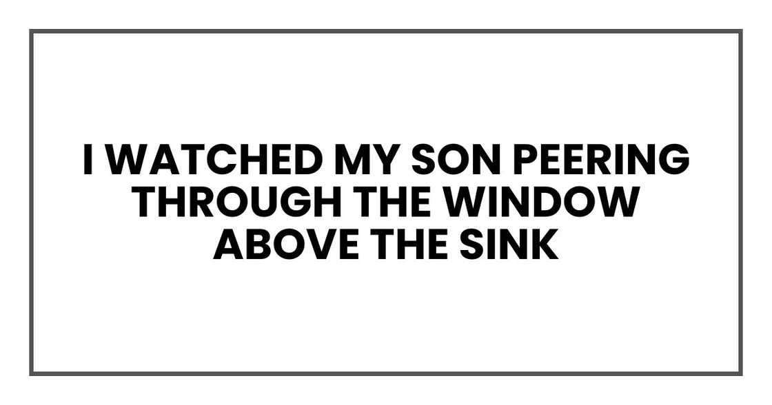 I watched my son peering through the window above the sink I watched my son peering through the window above the sink