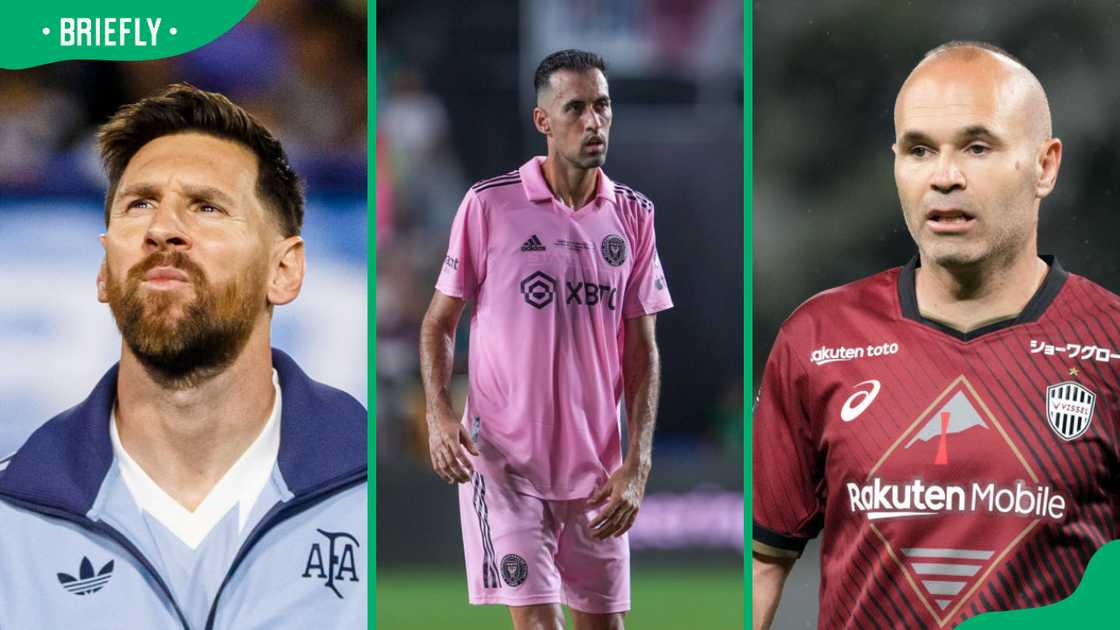 Lionel Messi (L), Sergio Busquets (C) and Andrés Iniesta (R) Lionel Messi (L), Sergio Busquets (C) and Andrés Iniesta (R)