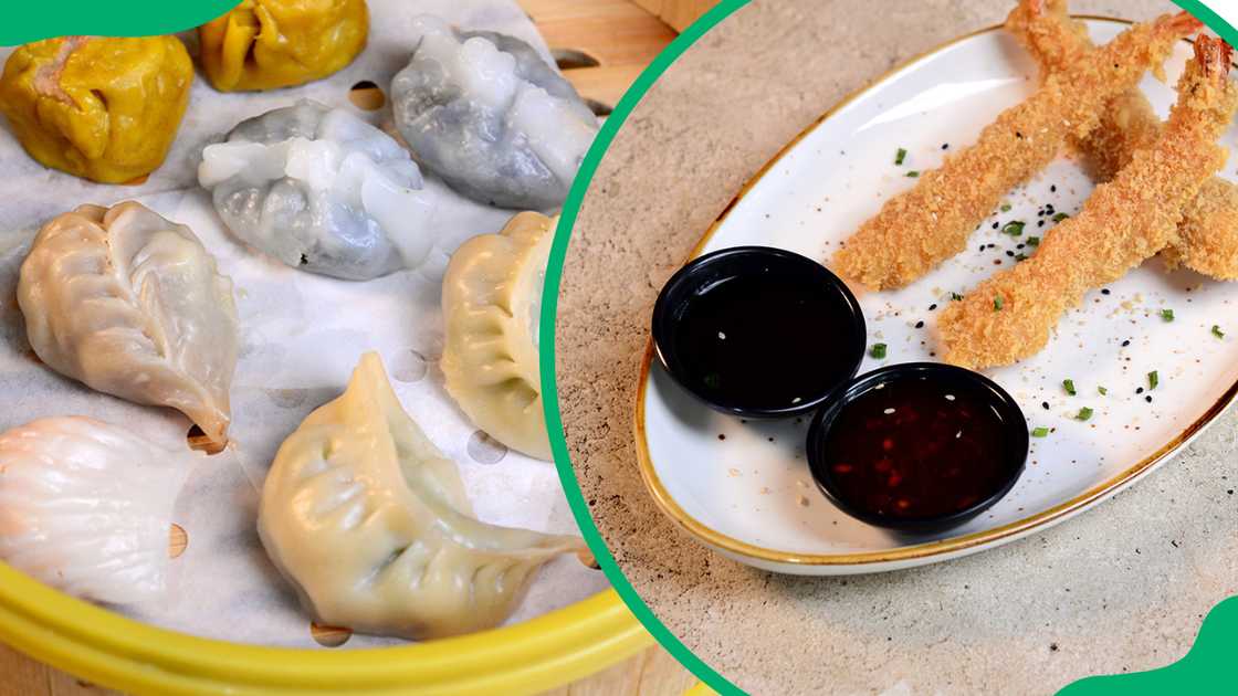 Dim Sum (L). Prawn tempura (R)