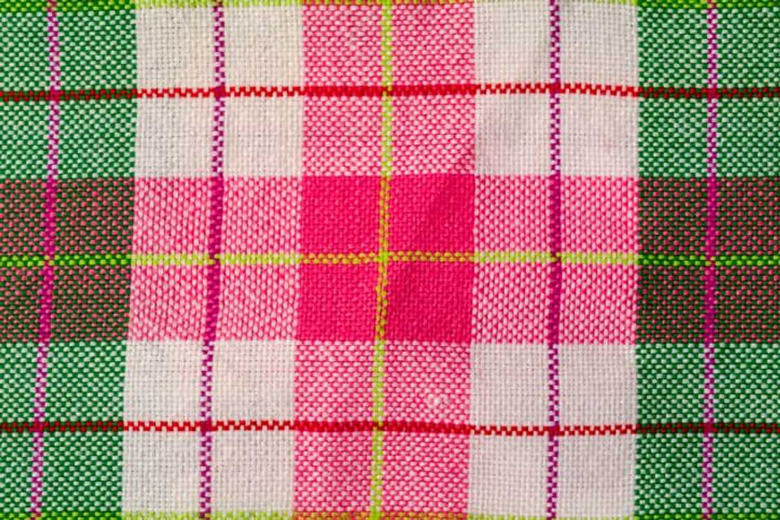 Close-up plaid fabric pattern and texture and textile background Close-up plaid fabric pattern and texture and textile background