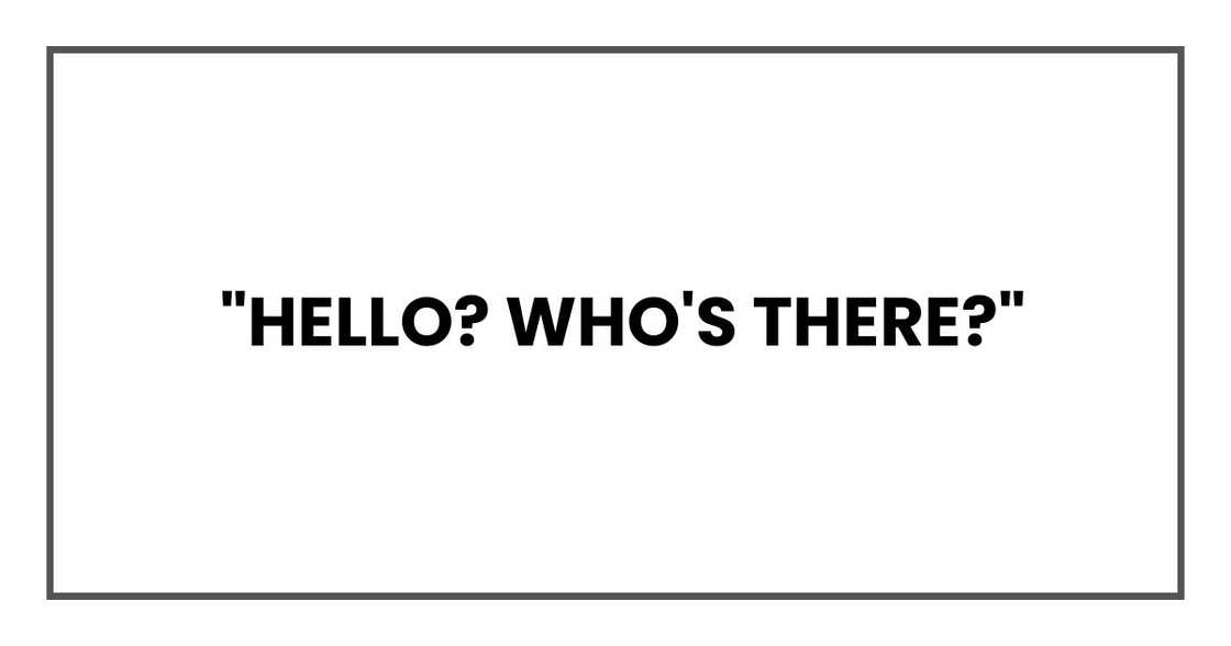 Hello? Who's there?" Hello? Who's there?"