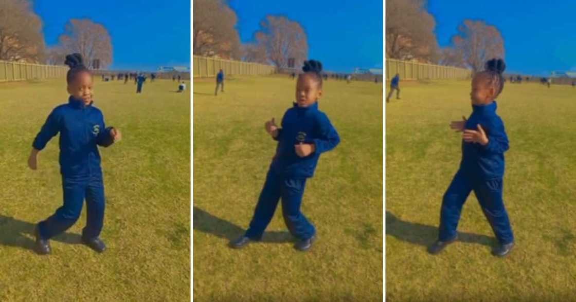 Young schoolgirl, Buhle does the robot dance challenge