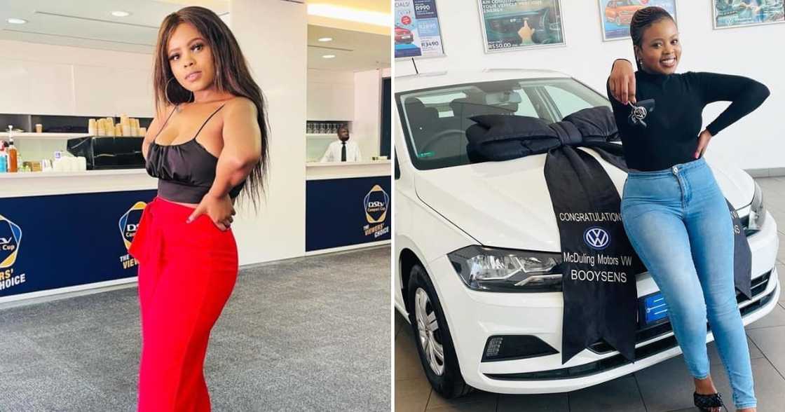 A young lady from Gauteng is excited about buying her first car A young lady from Gauteng is excited about buying her first car