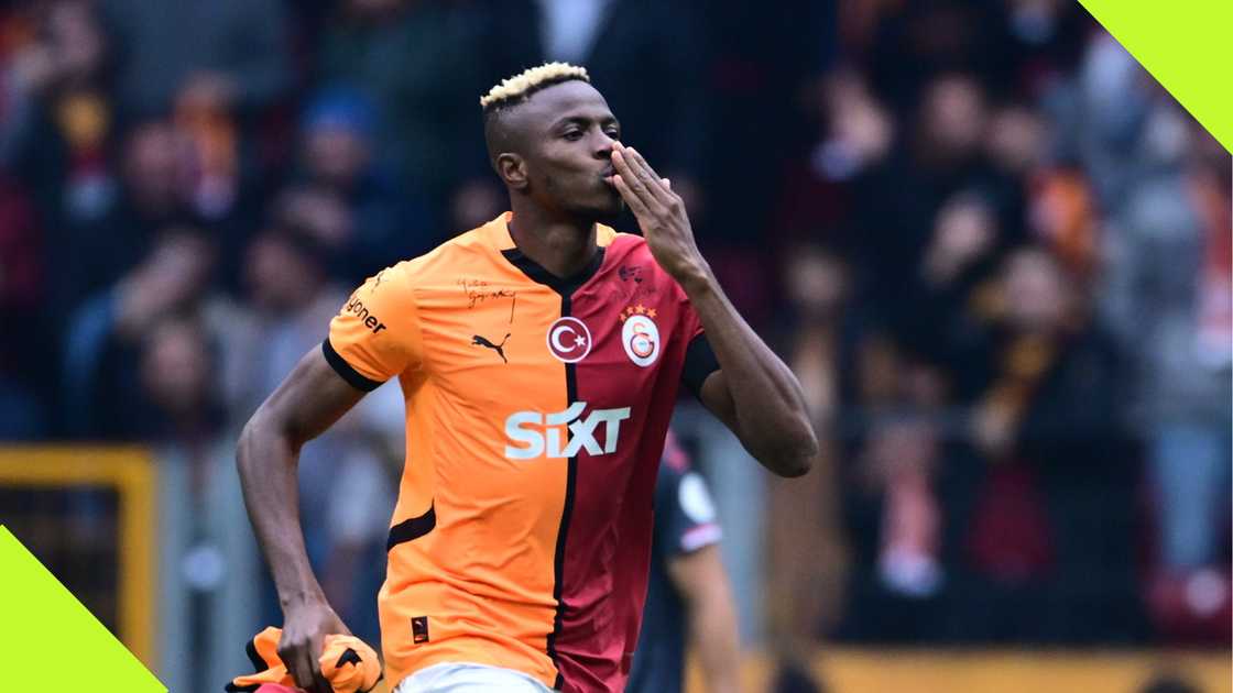 Victor Osimhen celebrates after scoring for Galatasary vs Samsunspor