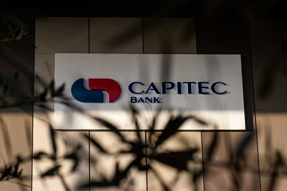 A photograph of a sign of Capitec Bank in Sandton on December 18, 2019