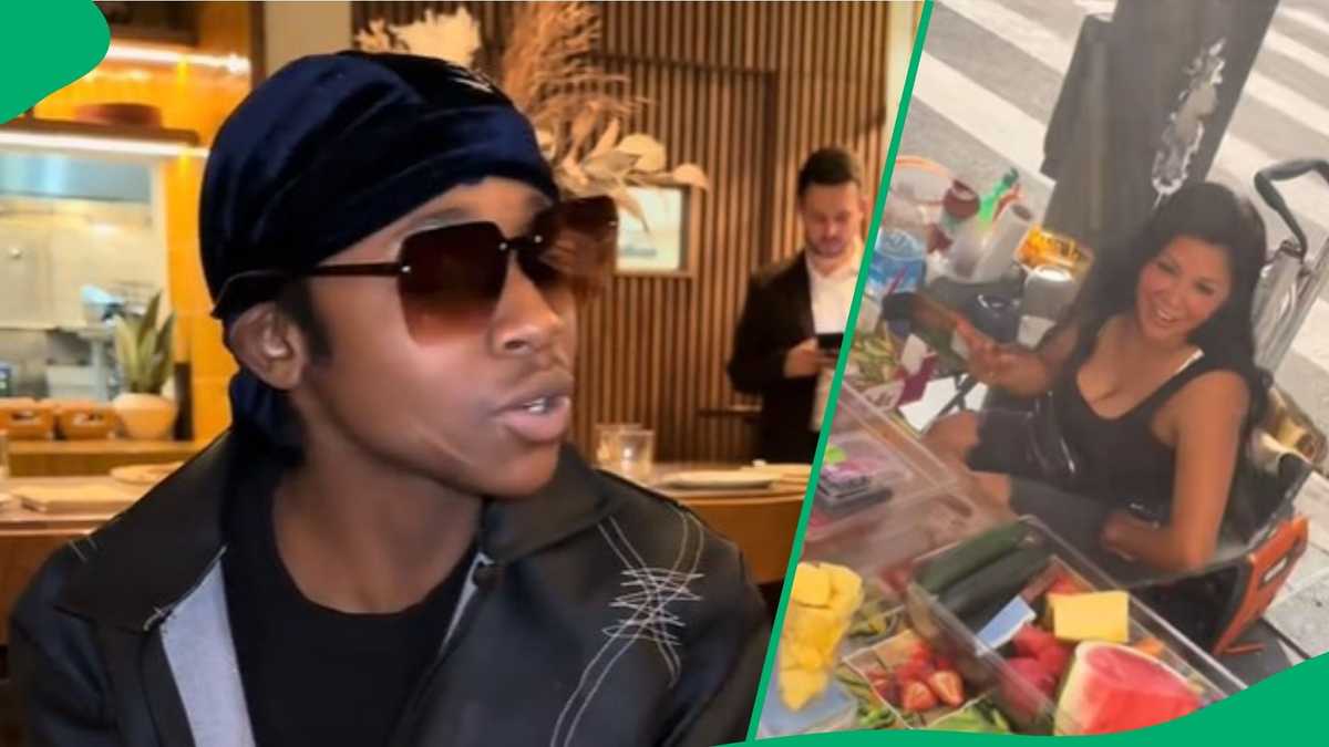 South African in USA interacts with American vendor and notices lots of luxury cars in TikTok video