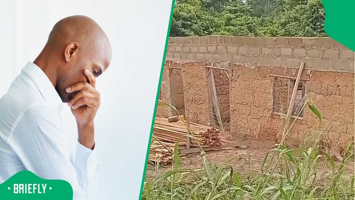 Ghanaian man sends mansion money from Germany only to find a thatched house standing on his land