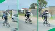 "This is how marriage should be": SA impressed with men's circus-like bicycle experience on busy road