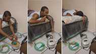 Young man enjoying life at res as he cooks while sleeping has Mzansi peeps amused: “Soft life”