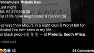 "No ways": Peep spends R1 mil at a nightclub, Mzansi thinks it's money laundering