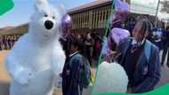 “Well done”: Johannesburg schoolgirl gets dancing polar bear birthday surprise outside school gates