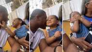 Dad has his little girl blushing after whispering in her ear, wholesome video goes viral: “Her first love”
