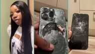 "I left for good": Lady who broke up with boyfriend displays condition of her phone after he smashed it