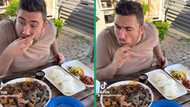 American man goes to Atteridgeville to eat pap and mogodu, reaction video gets Mzansi talking